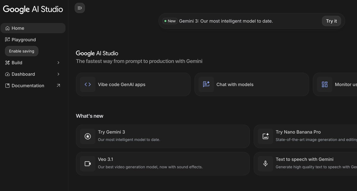 pietrodev07's tweet image. i’m really appreciating the design evolution of the google ai studio suite
thank you @googleaistudio — finally no more material vibes lol