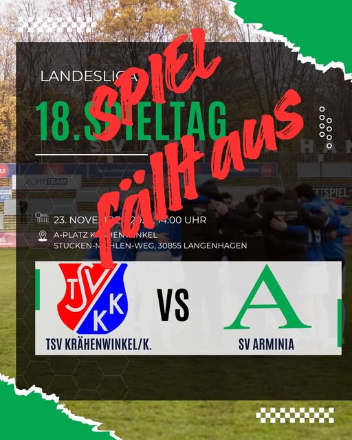Fußball: Auch Partie bei KK abgesagt! svarminia.de/2025/11/23/auc… #Landesliga #Hannover #ForzaBischofshol #AvantiArminia