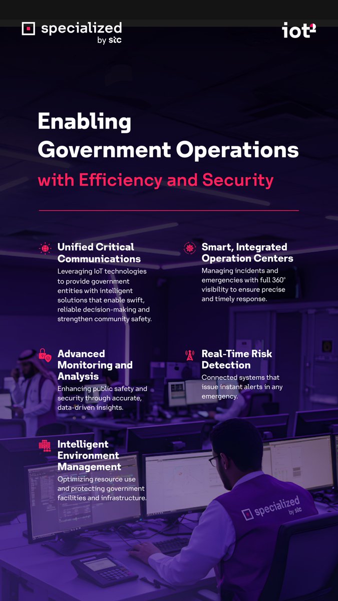 iotsquared's tweet image. #iotsquared and #specialized_by_stc, in a strategic partnership, drive smarter and more secure government operations that support #SaudiVision2030.