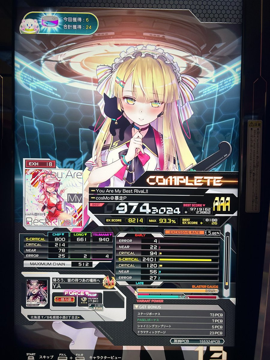 今日若干伸びたリザルト