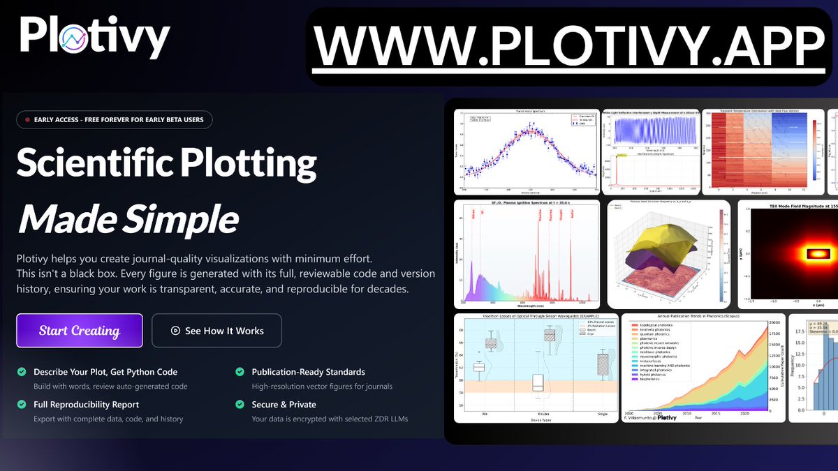 plotivy's tweet image. After months of feedback from researchers, I&apos;m sharing something I&apos;ve been working on: a free web app that helps you go from raw data to publication-ready figures fast.

The idea is simple: describe your analysis, get the code, run your plot.

#AcademicTwitter  #dataviz