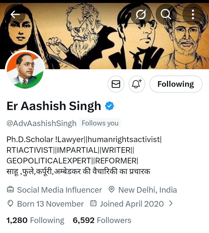 मनुवादी सब मिलकर आशीष भाई की ID को रिपोर्ट मारकर उड़ाना चाहते है।

सभी बहुजन साथी ज्यादा से ज्यादा इस ID को मेंशन करे।
👇👇👇
<a href="/AdvAashishSingh/">Er Aashish Singh</a>