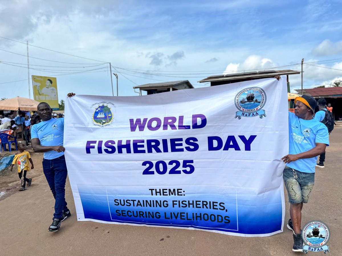 NaFAALiberia's tweet photo. Liberia has marked its first-ever World Fisheries Day celebration, with President Joseph Nyuma Boakai reaffirming his government’s commitment to strengthening transparency, accountability, and sustainability in the fisheries sector. https://t.co/jFiZ3zhKuN