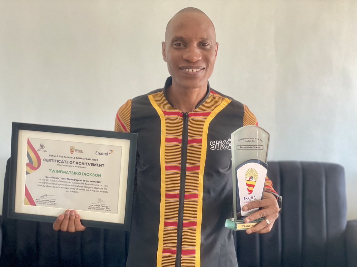 dickson_siko's tweet image. Honored to receive the @EkkulaAwardsUg Sustainable Travel Photographer of the Year 2025 award!
Grateful to everyone who voted and supported my work over the years.
Here’s to telling more stories that protect the beauty of our world.
#EkkulaAwards2025 #SikoIsHere #DronesForGood