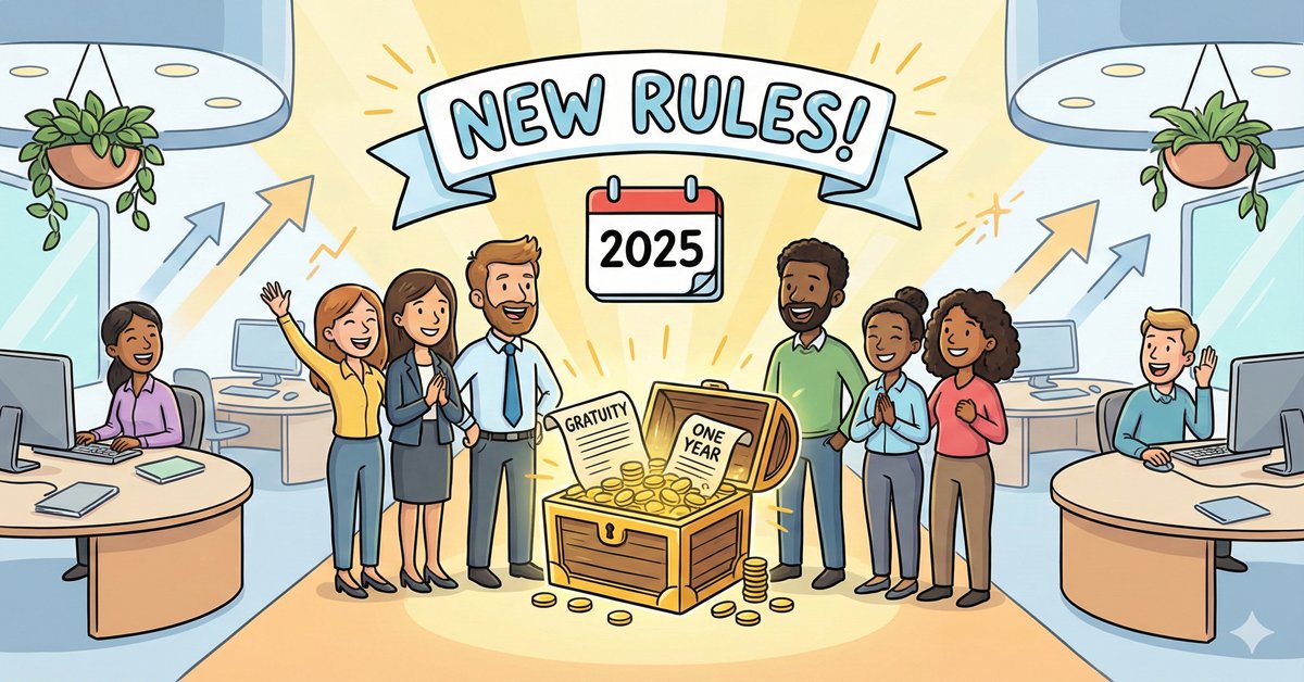 NetworkNews_In's tweet image. 💼Did you know? Under the New Labour Code 2025, you can claim gratuity after just 1 year of service - not just at retirement!
✅ Resign after 12 months,
✅ Fixed-term/permanent (both qualify)
Read more: bit.ly/4oRsMCd
#NewLabourCode #LabourCode #NetworkNews