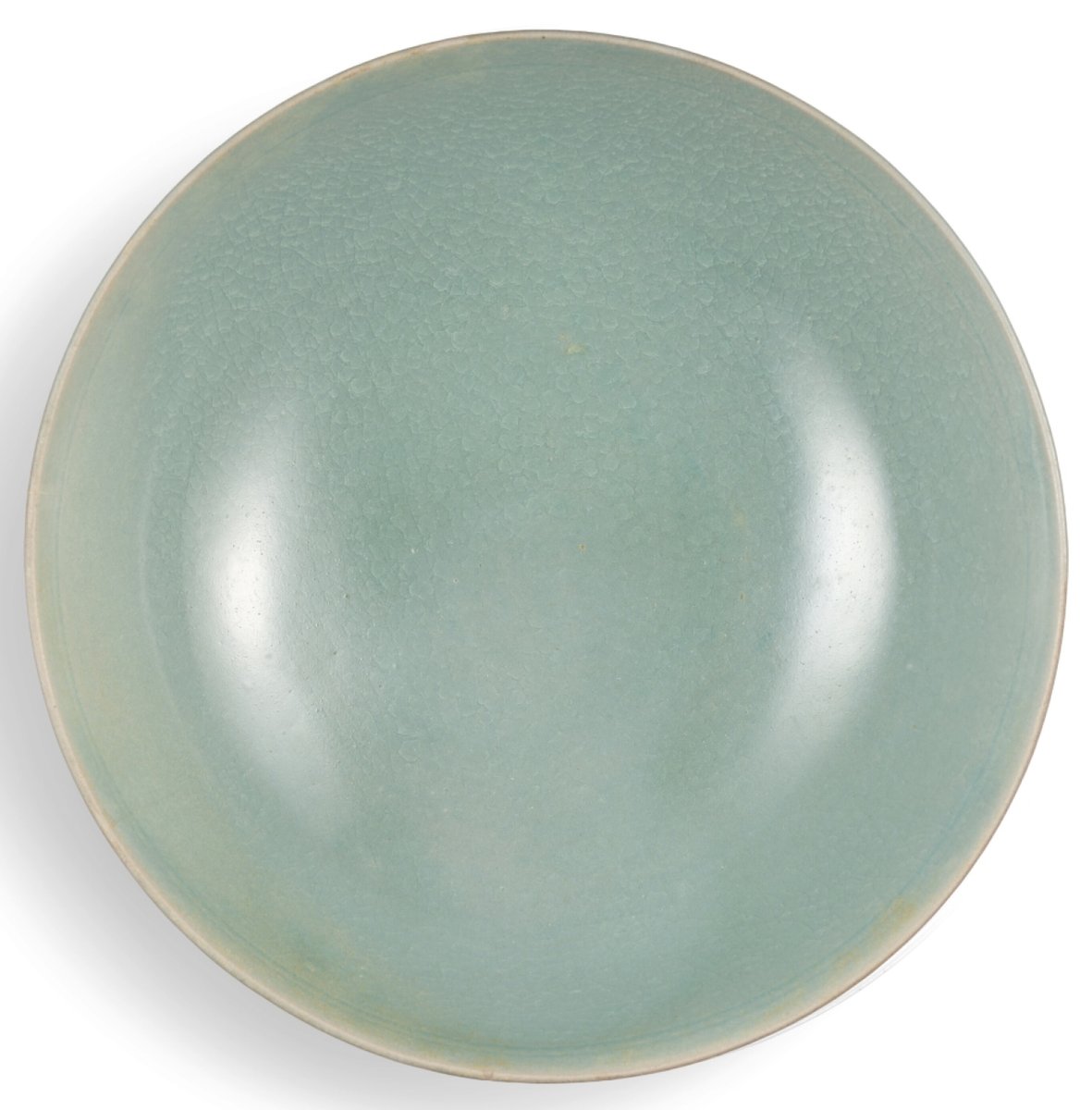 中国北宋　汝窯　天青釉折治盤　木箱付　幅約19㎝　東Y7-0702⭐︎2Fタサオ