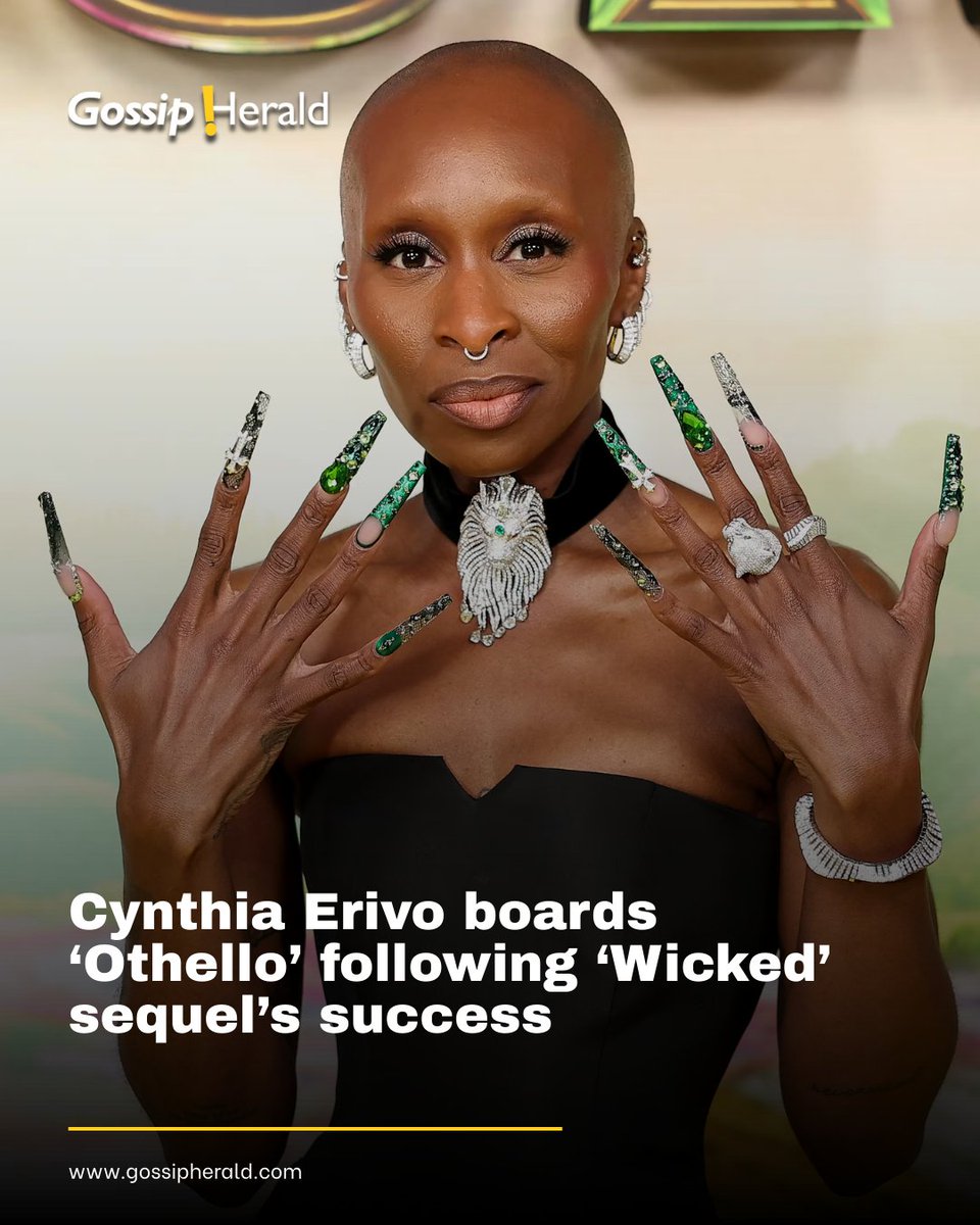 Gossip_Herald's tweet photo. Cynthia Erivo is set to appear in a new film adaptation of Othello, produced by longtime James Bond producer Barbara Broccoli. 

Read More: https://t.co/dZXm9qaDgx

#CynthiaErivo #OthelloFilm #BarbaraBroccoli #DavidOyelowo #RachelBrosnahan #WickedForGood #GossipHerald https://t.co/hKAfYnh0Zf