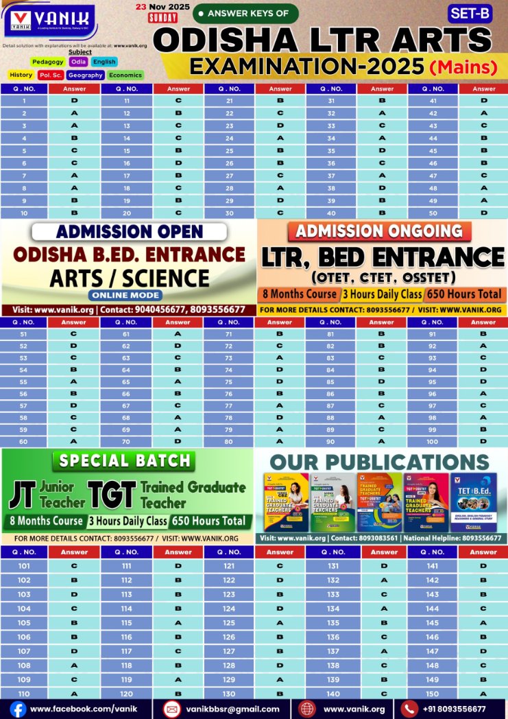VanikEducation's tweet image. Odisha LTR Arts Mains Exam 2025 – Answer Key &amp;amp; Live Analysis!
SET: B
Watch our LIVE detailed analysis with expert faculty and clear your doubts instantly. 
🎯Watch the Live Discussion
 youtube.com/live/xz3lrjgj5…

#LTRExam2025 #AnswerKey #ExamAnalysis #LiveDiscussion #VanikEducation