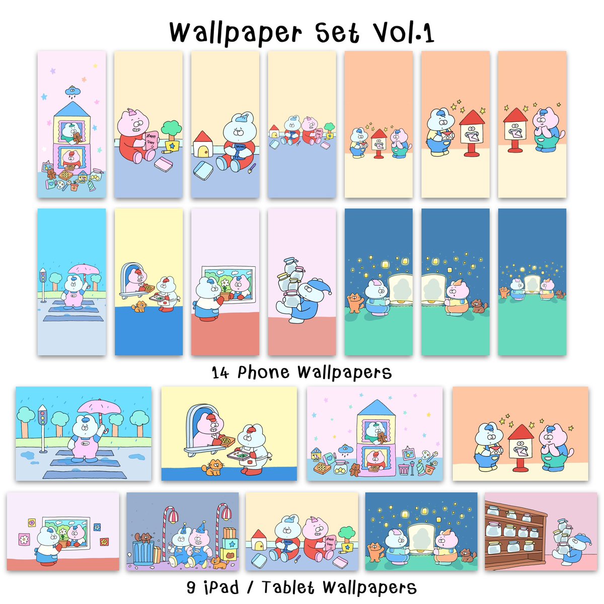 เอารูปที่วาดมาทำเป็นเซ็ตWallpaperให้เยอะเลยค่า ไปซื้อน้องๆกันได้น้าา ได้รูปเยอะสุบๆ✨

shop.line.me/@homeypuff/pro…