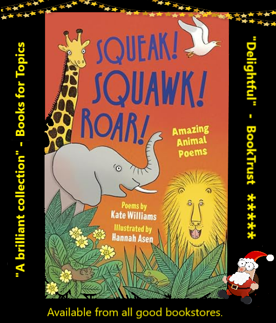 🎄Not sure what the animals think of Santa, stepping on their greenery there - but anyway, here's a festive squeaky poster for any 
mums, 
dads, 
grandparents, 
aunties, 
uncles, 
godparents,
neighbours,
book club friends, 
colleagues...
who may be interested this Christmas -