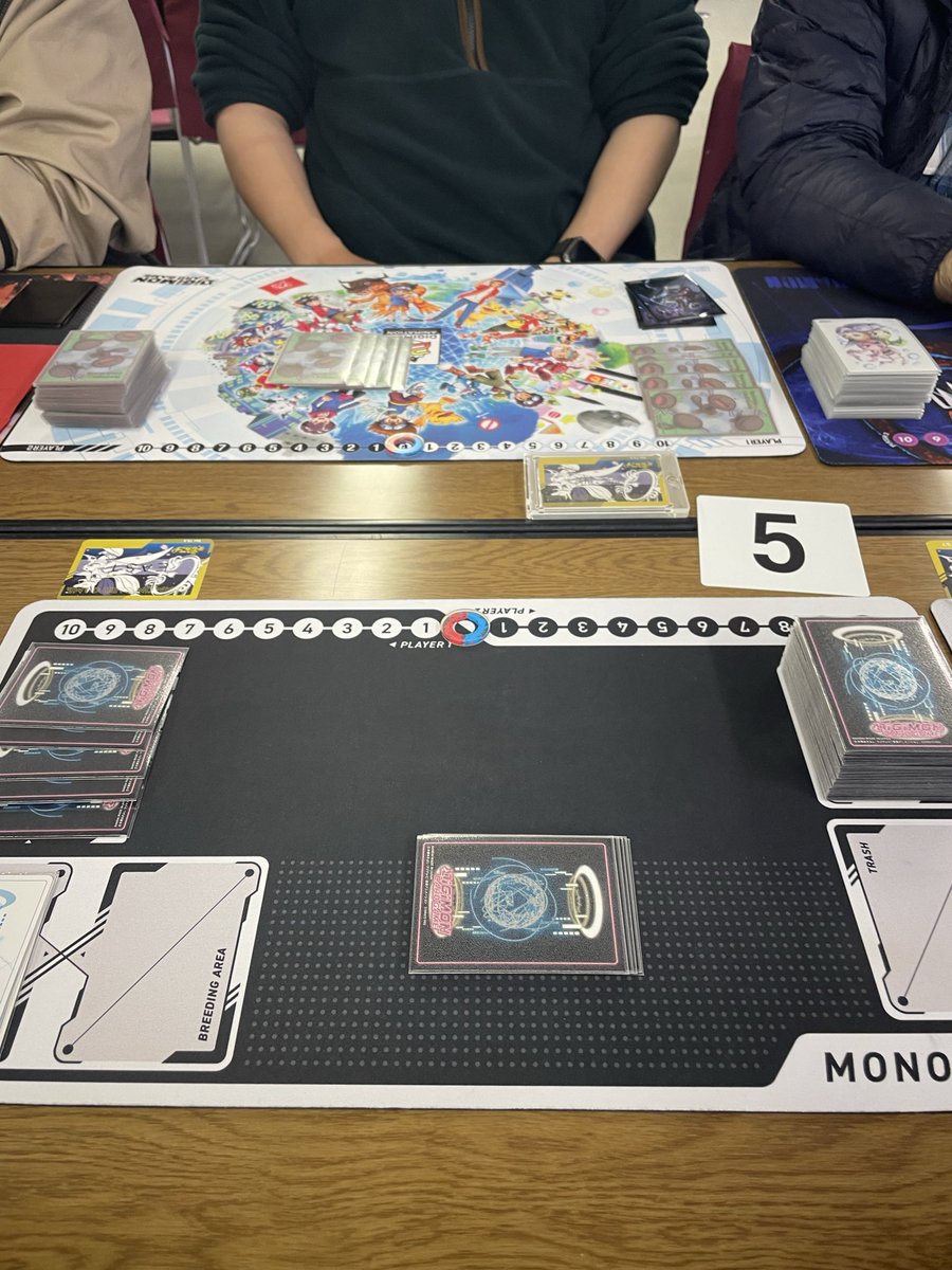 Today I joined the #ニューデジカップ (New Digi Cup)! to test out and have a deck I’ve been having a lot of fun with! Great start but rough finish 😭

Deck: Gammamon 
R1: vs. DM Linkz Dragons ⭕️
R2: vs. Alphamon ⭕️
R3: vs. Jesmon ⭕️
R4: vs. Jesmon ❌
R5: vs. Royal Knights ❌