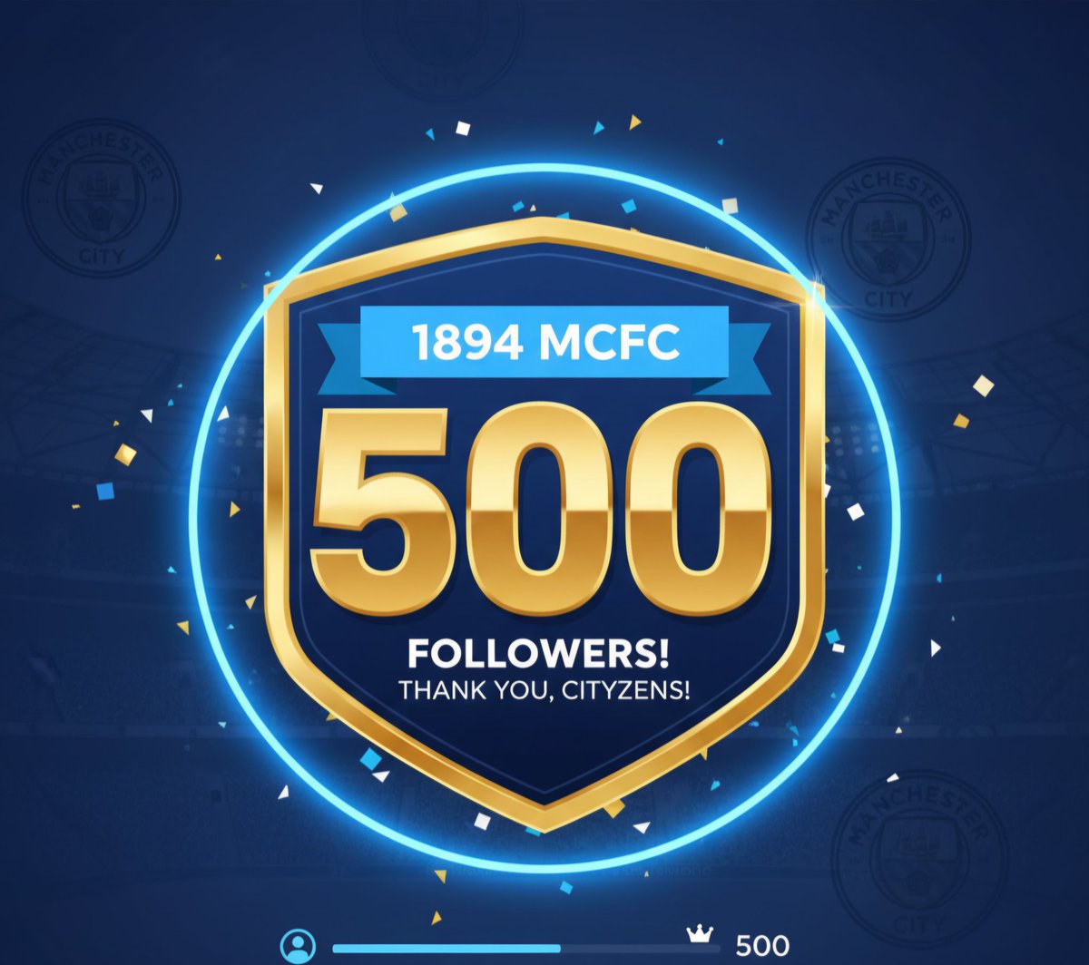 CitySourceHQ's tweet photo. 500 Followers! That's half a thousand Cityzens! π€©
βThank you! The support is massive. Let's make this page the best place for all things #MCFC. β½οΈ
β#ManCity #WeAreCity https://t.co/A6FPMsQywD