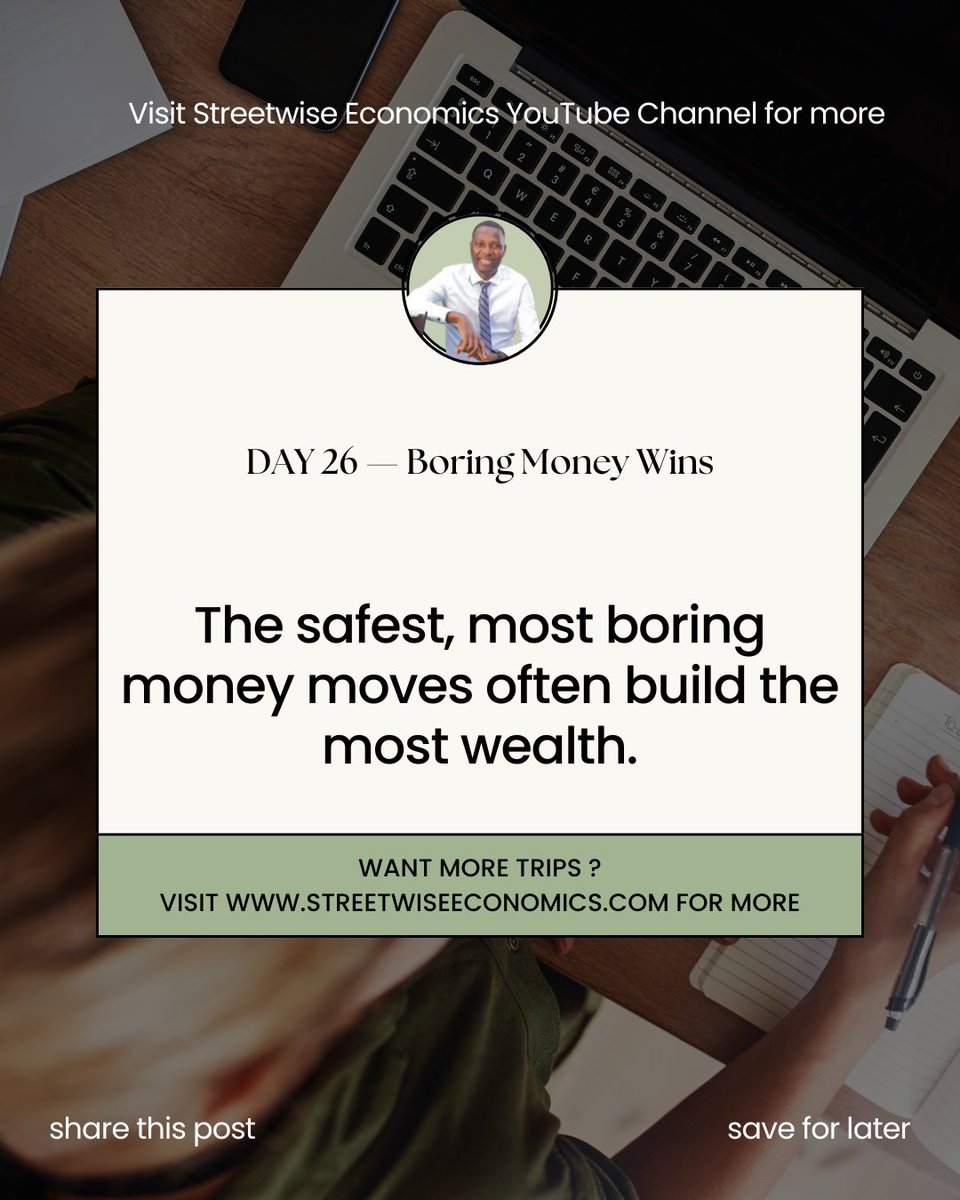 DAY 26 — Boring Money Wins

The boring investments — index funds, long-term positions, slow growth — they outperform emotional money every time.

#BoringMoneyWins #SmartInvesting #StreetwiseEconomics #IndexFunds #WealthStrategy #LongTermInvesting #ViralShorts #Finance101