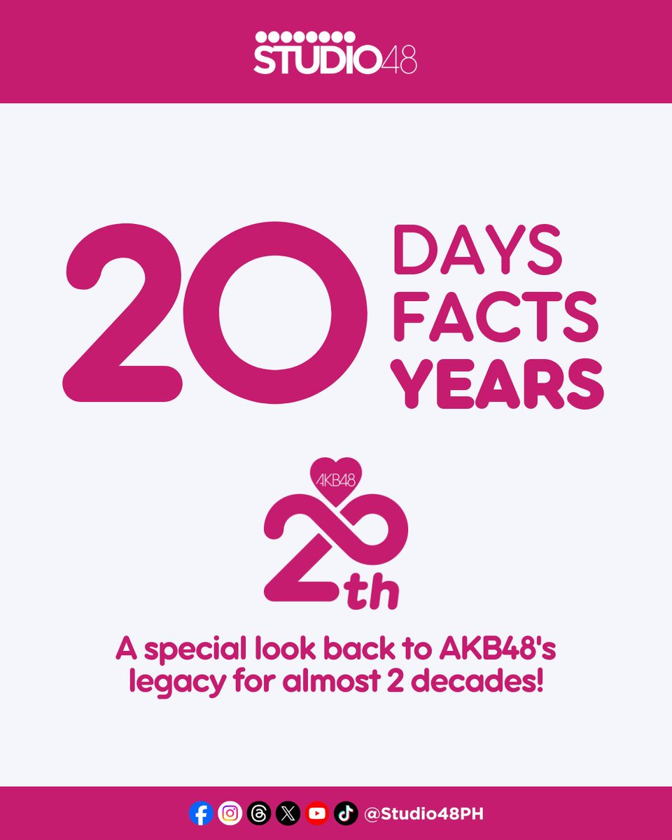 Studio48PH's tweet image. 15 days na lang, 20 years na ang #AKB48! 🩷🎉

Balikan ang kanilang 17th single na #HeavyRotation sa post na ito ⬇️

#AKB48_20thYear