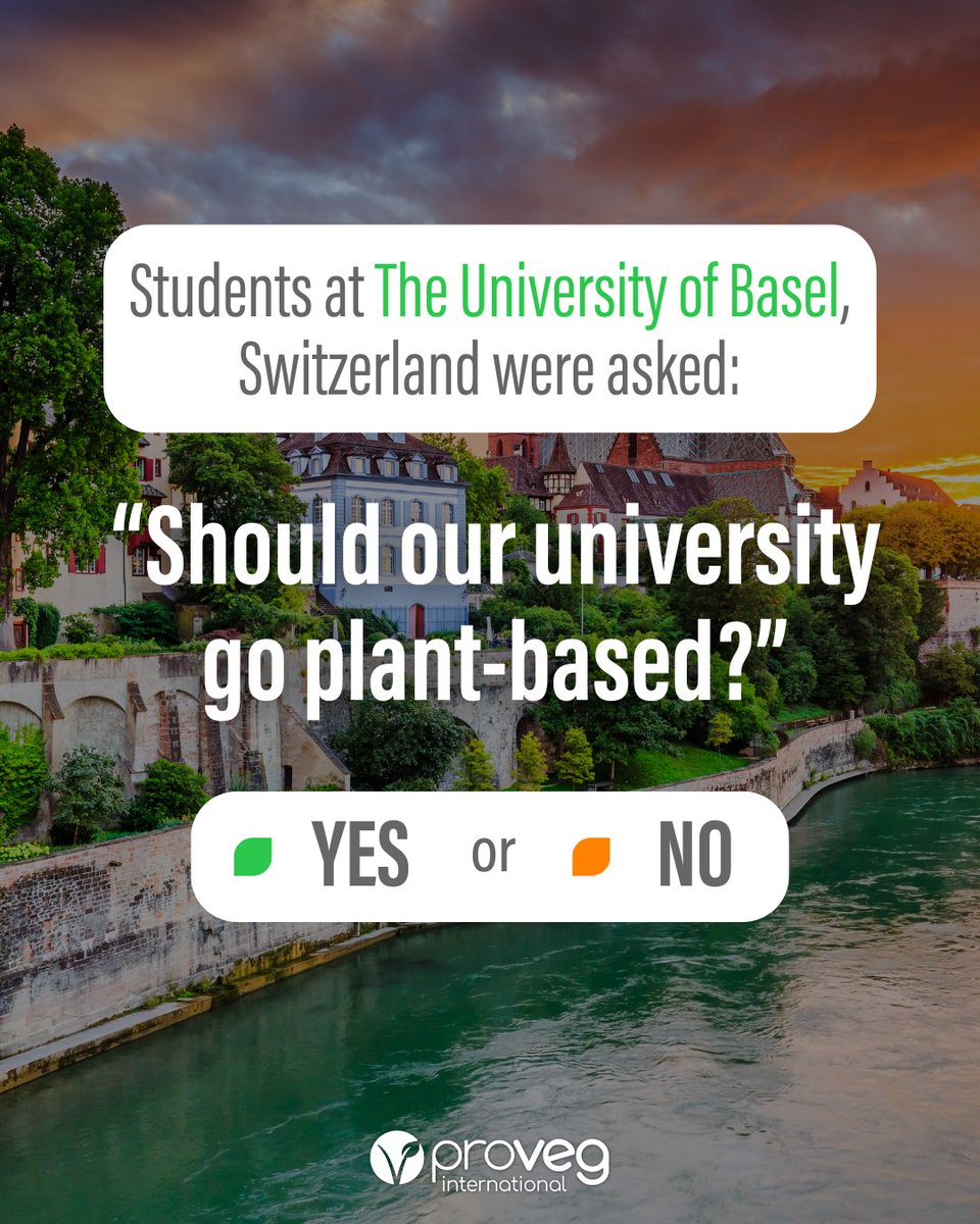 ProVeg_Int's tweet image. The students have spoken! At the University of Basel, 53% of students voted YES for a 100% plant-based university! 🌱🎓  Well done to @plantbasedunis for your continuous incredible work!

Who&apos;s next? Tag the university you think should follow Basel&apos;s lead and go plant-based! 👇
