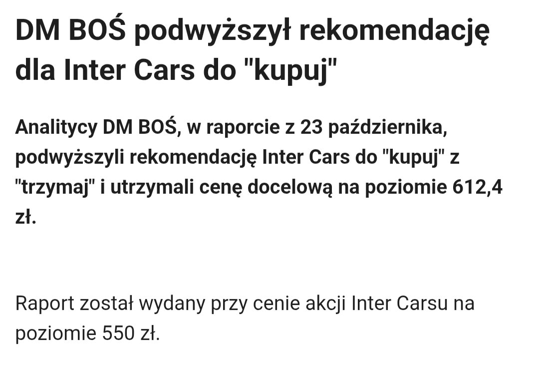 Lukasz_on_GPW's tweet photo. #Inter_Cars niedawno opublikował ladne wyniki za III kwartał, przewyższając rynkowy konsensus. Dodatkowo analitycy DM BOŚ w raporcie z 23 października podnieśli rekomendację spółki z „trzymaj” do „kupuj”, utrzymując cenę docelową na poziomie 612,4 zł.
W minionym tygodniu kurs spadł o 4,36% 🟥 i zszedł w rejon istotnego poziomu wsparcia, zbieżnego z 61,8% zniesienia Fibonacciego liczonego od połowy kwietnia 2025. Zarówno wskaźniki, jak i średnie kroczące generują obecnie sygnał sprzedaży 🟥. Jeśli to wsparcie nie zostanie obronione, notowania mogą kierować się w stronę okolic 512 zł, gdzie wypada kolejne wsparcie, pokrywające się z 78,6% fibo.
Aby doszło do odwrócenia trendu, kurs powinien wyjść powyżej 563 zł. To także poziom, przy którym można rozważyć ponowne wejście, najlepiej przy towarzyszącym temu zwiększonym wolumenie📈. Warto pamiętać, że od połowy maja 2025 spółka porusza się w szerokiej konsolidacji między 522 a 614 zł.