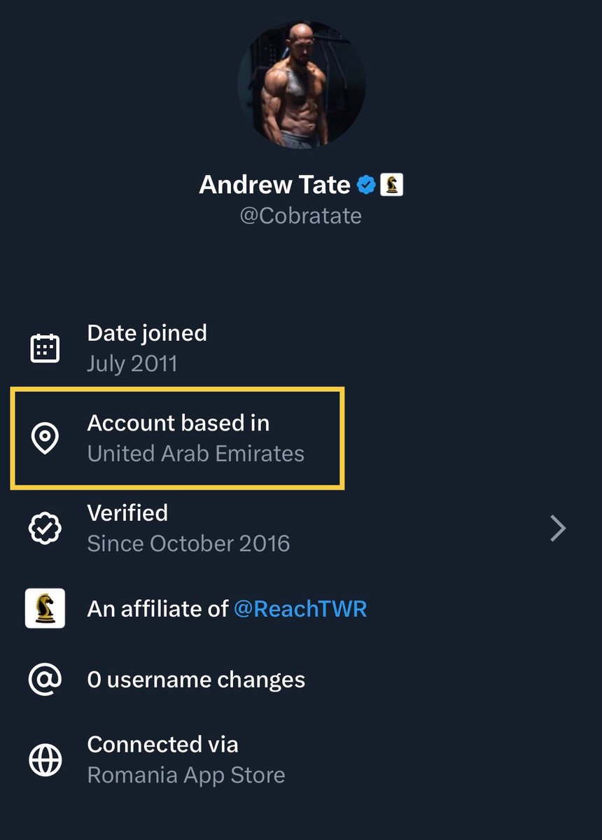 CrayonMurders's tweet image. Well, this is embarrassing.

Andrew Tate’s newest propaganda account, the “Romanian lawyer” who claimed to have inside info, and was leaking unredacted case documents, attacking witnesses, and trying to influence the UK case, appears to be located in the UAE (Dubai) with them.