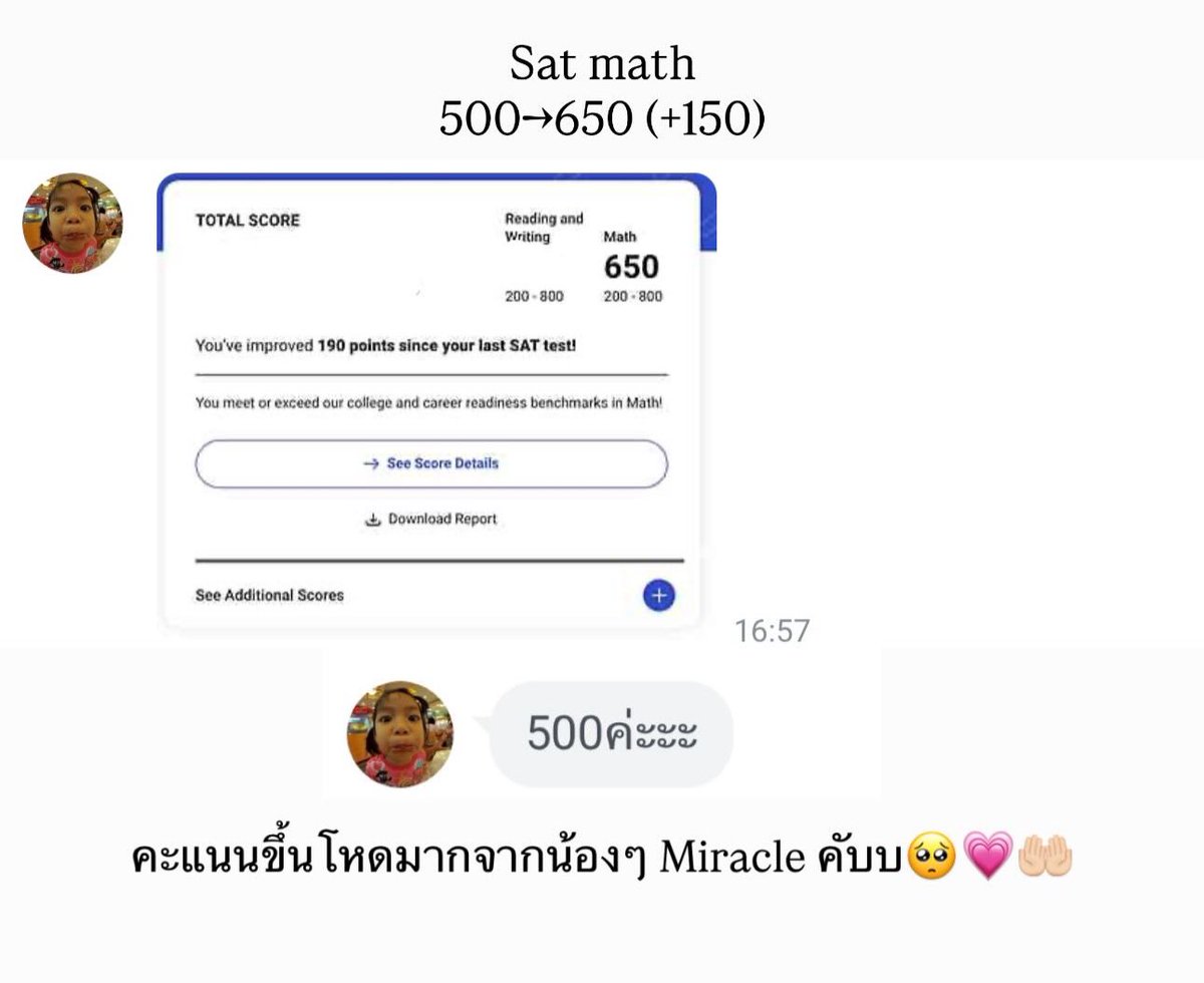 mmtutorsat's tweet image. N’ Jah sat math +150 💗✨
น้องลง Miracle course ไป +150 เลย ดีใจกับน้องมากๆ ลุยกันต่อคับบ คอร์สรอบต่อไปเจอกันค้าบ♥️🤲🏻
#สอบsat #เรียนsat #satmath #bbacu #bbatu #ติวsat #เรียนged #สอบged #dek70
