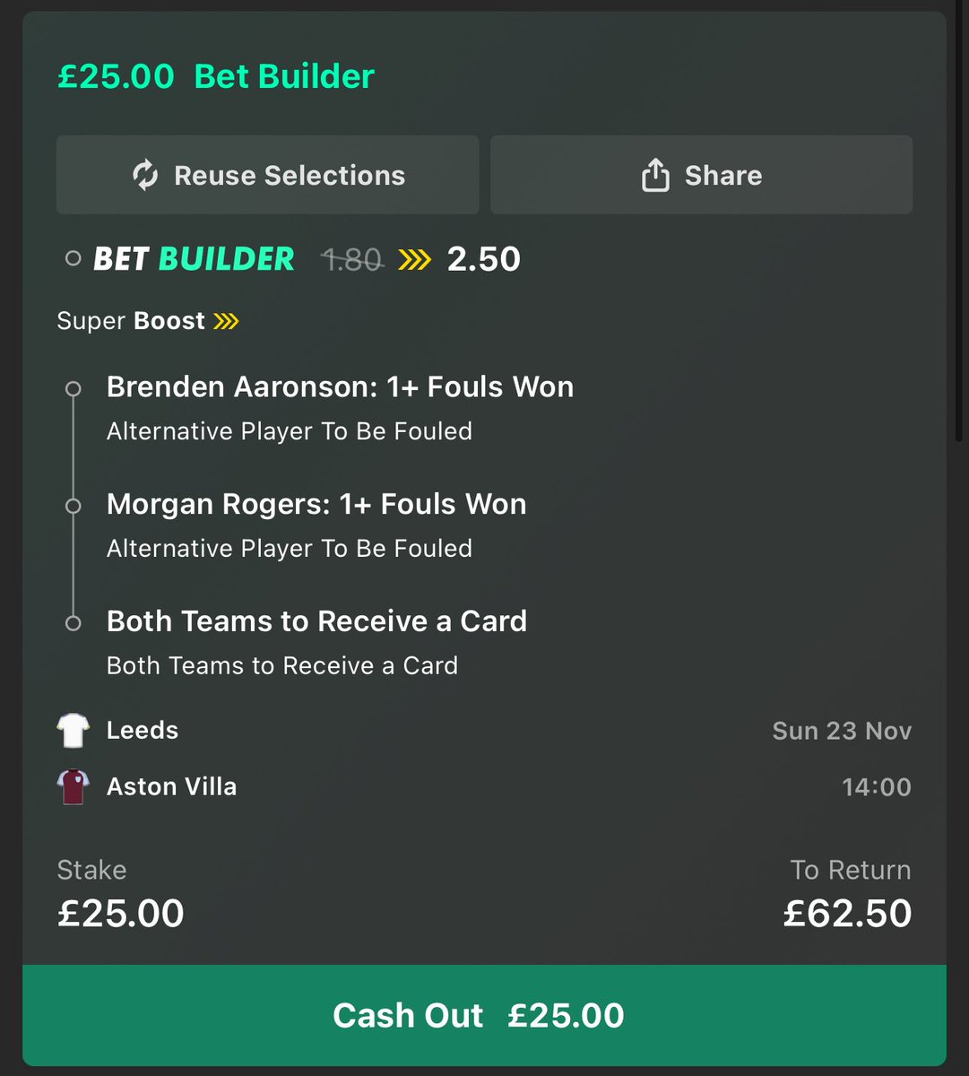BarneyBets's tweet image. 🤑 CASH GIVEAWAY 

I’m backing the bet365 super boost on Leeds vs Aston Villa

If Morgan Rogers &amp;amp; Brenden Aaronsonwin a foul, and both teams receive a card, I’m giving £50 CASH away to someone who:

LIKES ❤️ and REPOSTS ♻️ this post AND follows @BarneyBets