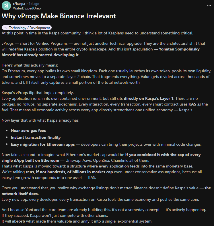 coinco041's tweet image. Why vprogs Make Binance Irrelevent  👇

$KAS is the end game crypto. The sooner you understand the more you accumulate.

Vprogs &amp;gt; Binance

#kaspa #CryptoMarket #Crypto #CryptoInnovation #Binance