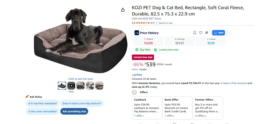 Deals_Spy's tweet photo. 🔥KOZI PET Dog &amp; Cat Bed⚡️@ ₹539 

🔗 https://t.co/P74H8qj9qE https://t.co/SNyJv5XVDh