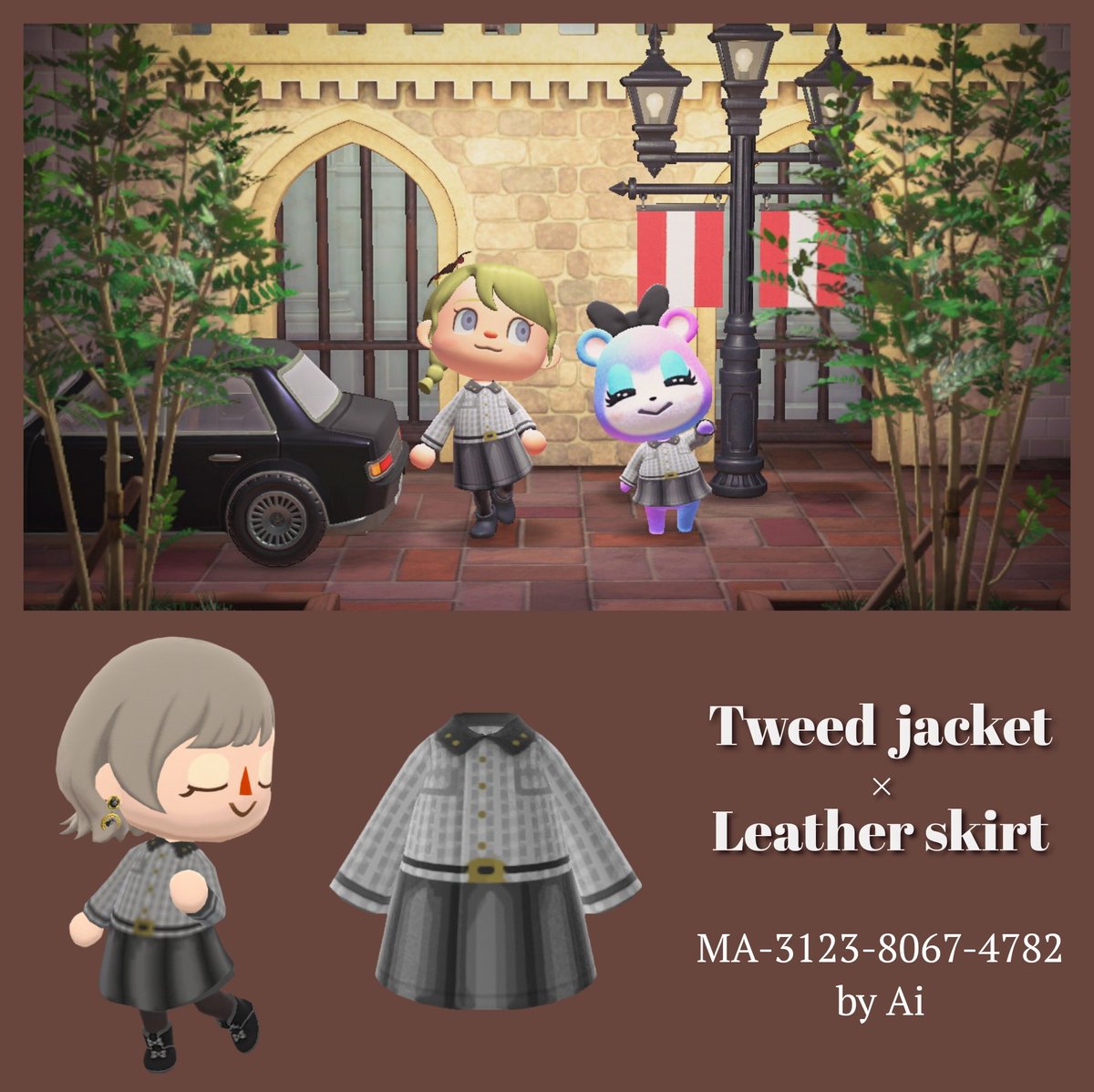 🖤New arrival🖤 Tweed jacket × Leather skirt 初めてコート型で作成