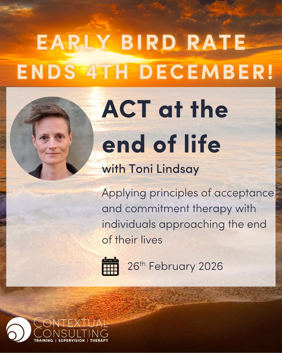 contextconsult's tweet image. Don’t miss your last chance to save on two workshops designed to deepen your ACT practice!

Join Ross McIntosh in Building better teams buff.ly/ziFITLw 

Dr. Toni Lindsay hosts ACT at the end of life buff.ly/uyNvuyA 

Register now and save!

#ACTTraining