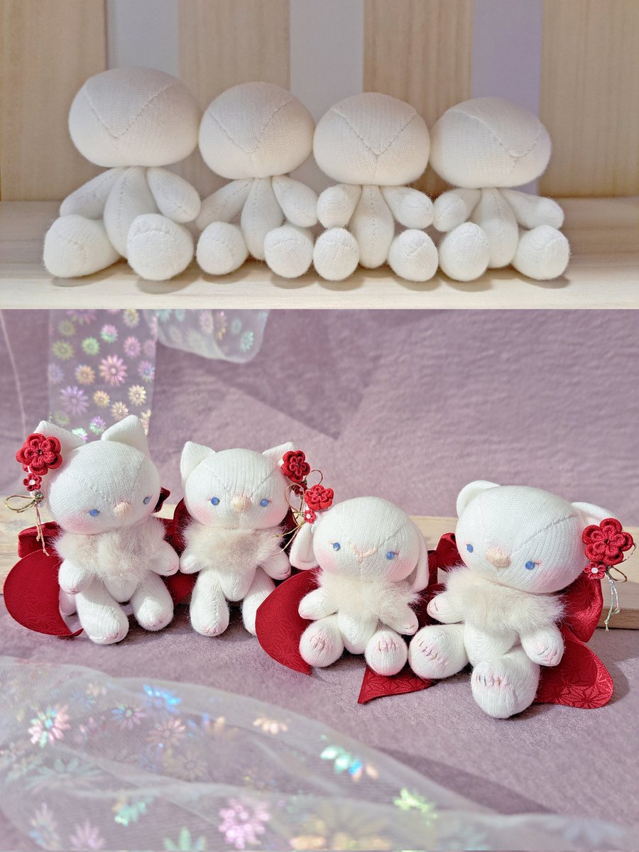 #これがこうなる選手権

　   　つまみ細工×ぬいぐるみ
　　　　　『つまぬい』

心を感じとって生まれる子🤍