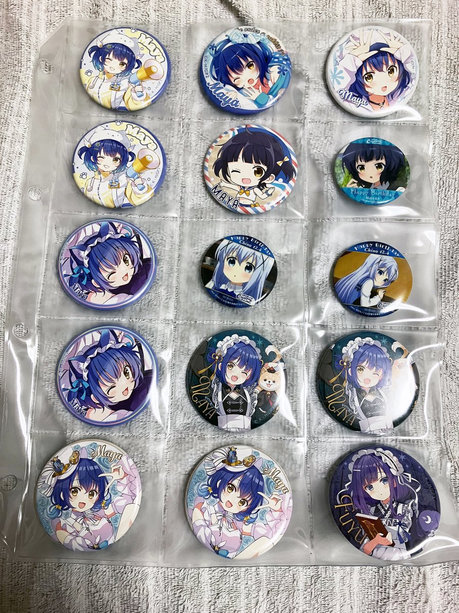 缶バッジの整理、マヤちゃん💙 #マヤ