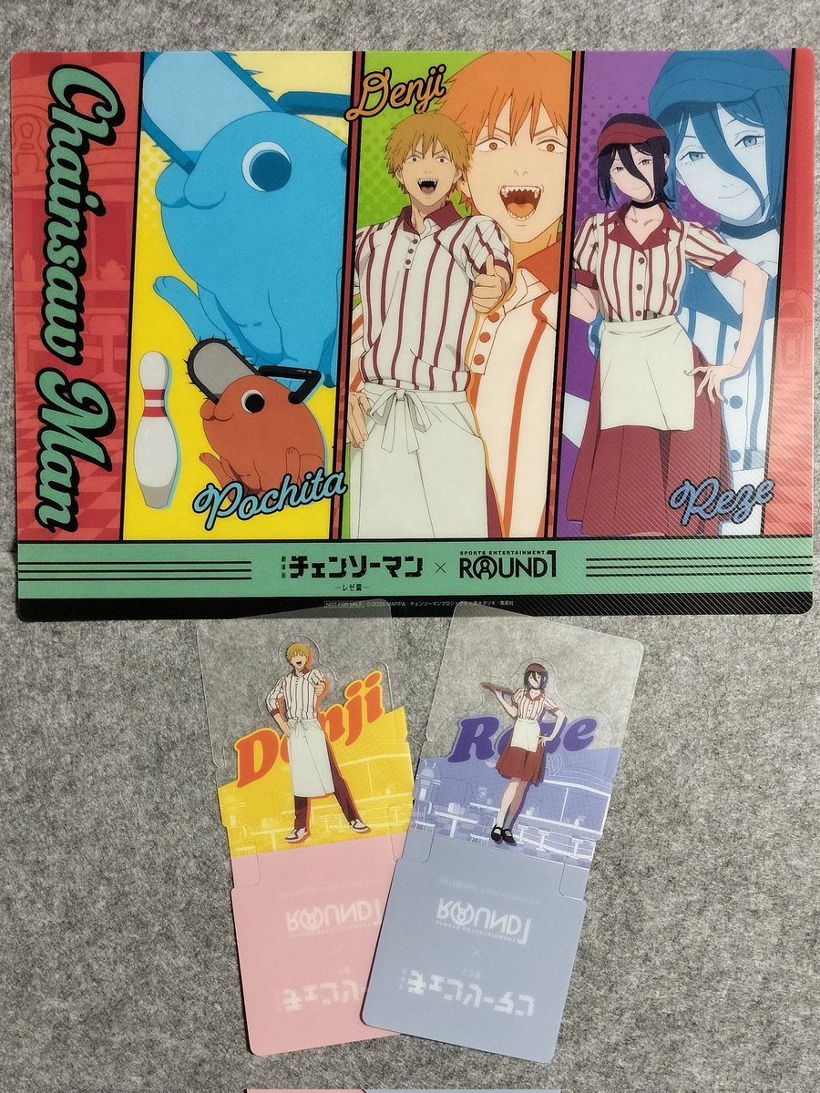 ラウンドワン　チェンソーマン　プラマット　クリアファイル　スタンディコースター チェンソーマン ラウンドワンに行ってきた!!🎳 特典のプラマットは