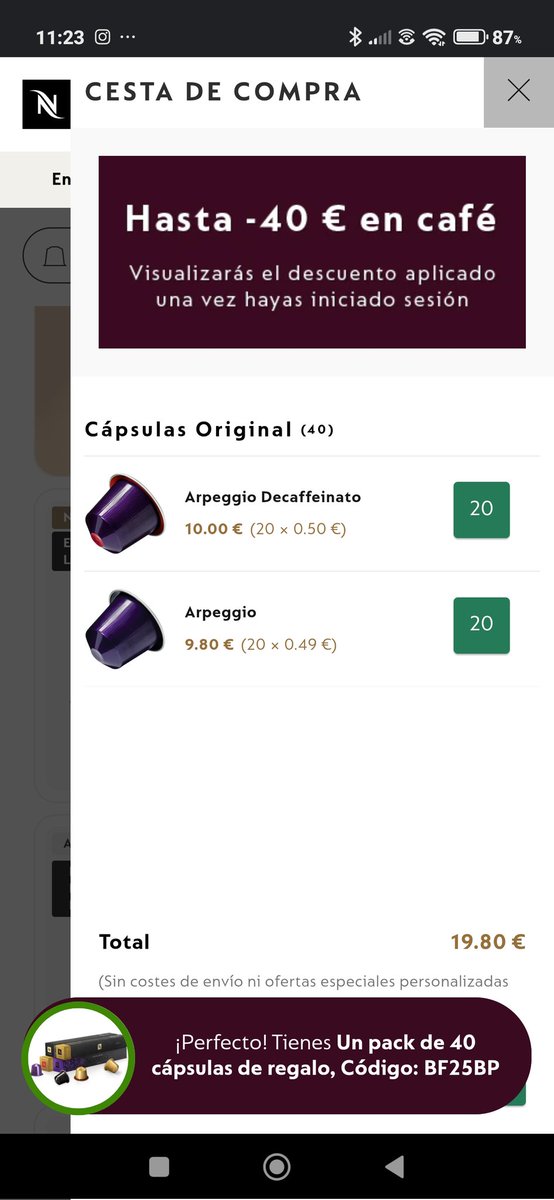 En #Nesspreso alguien no tiene vergüenza. Te hacen una oferta, la aceptas, te felicitan por haberla conseguido y cuando vas a pagar te sueltan que no reúnes las condiciones para el regalo