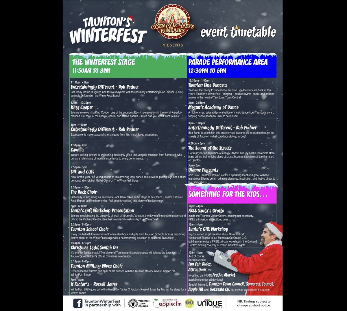 AppleFMTaunton's tweet image. The stage is set and much fun awaits at Taunton’s WinterFest and Christmas light switch-on today. Apple FM are broadcasting from the event between 12-4pm. #christmas #winterfest #christmaslights #taunton #somerset