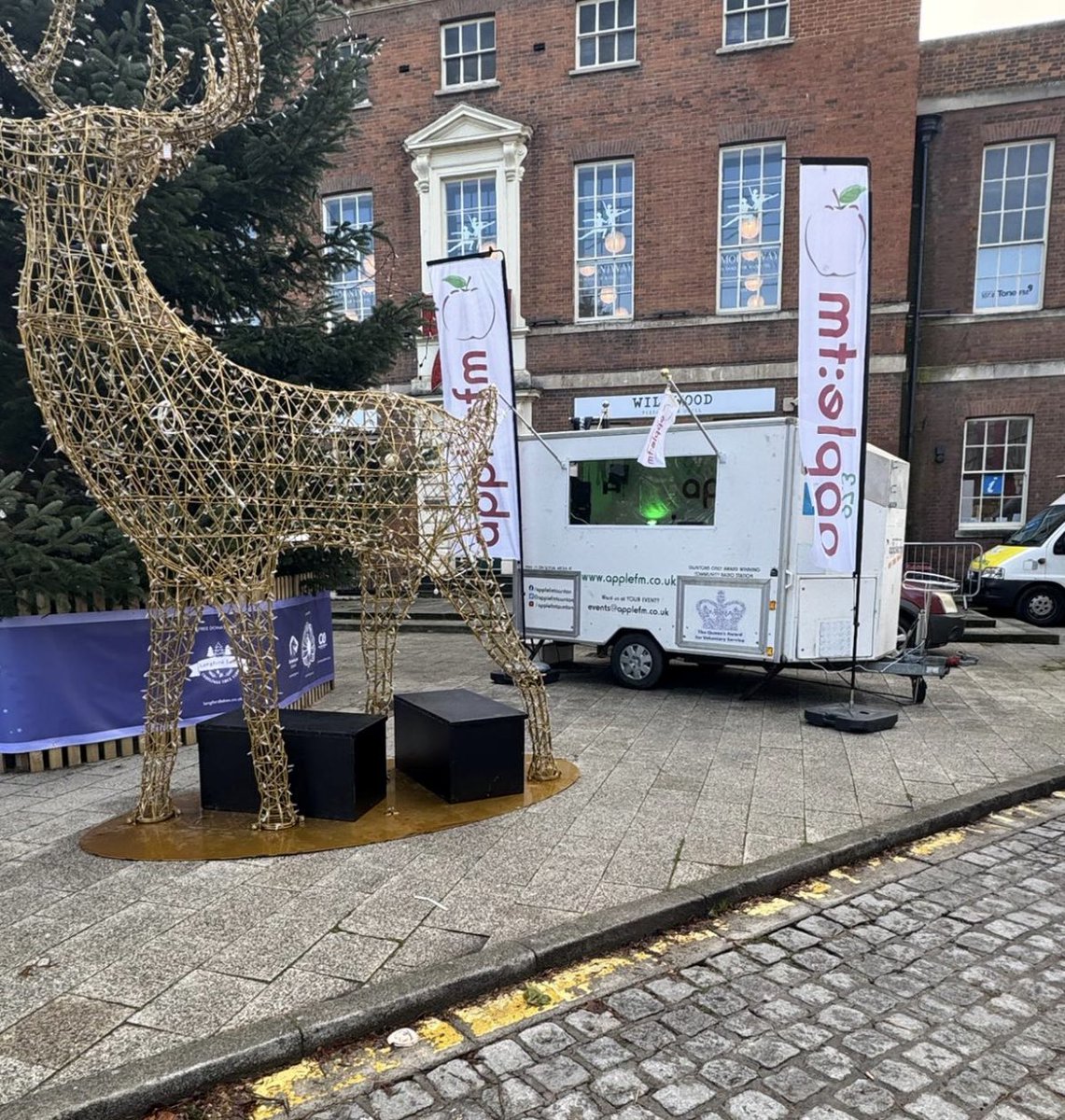 AppleFMTaunton's tweet image. The stage is set and much fun awaits at Taunton’s WinterFest and Christmas light switch-on today. Apple FM are broadcasting from the event between 12-4pm. #christmas #winterfest #christmaslights #taunton #somerset