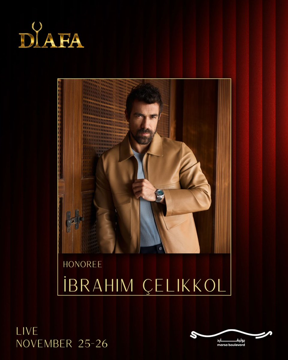 ibrahimc_infans's tweet photo. 🆕 IG Post | @diafaofficial

The Turkish actor #İbrahimÇelikkol  will be awarded during the ninth edition of the Distinctive International Arab Festivals Awards – #DIAFA 2025 on November 25 &amp; 26, live from @ marsaboulevar
Catch the DIAFA 2025 live broadcast starting 06:00 PM GST. https://t.co/3APcS1HqSb
