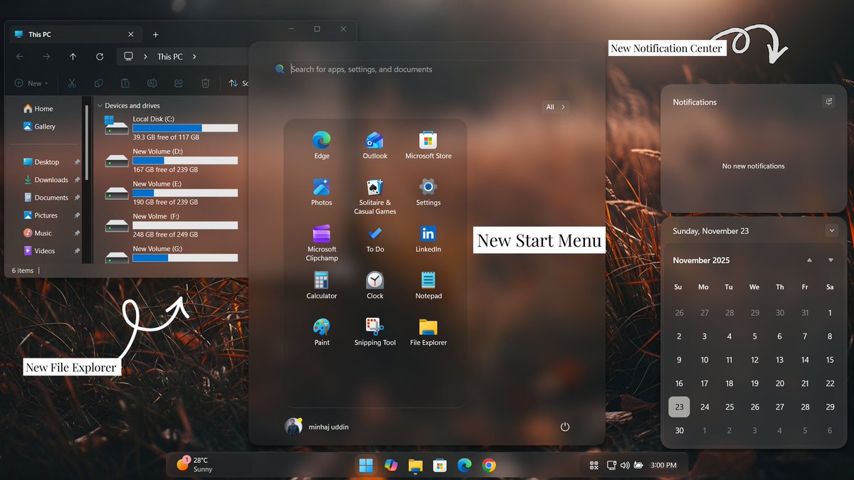 hellomurohan's tweet image. Redesigned my entire Windows 11 25H2 UI — new Start Menu, clean notifications, modern quick settings, and a fully aesthetic desktop!

Watch the full setup here 👇
🎬 Video Link: youtu.be/nMW6rh2oaUw

#Windows11
#Windows11Setup
#Windows11Customization
#Windows1125H2
#Aesthetic