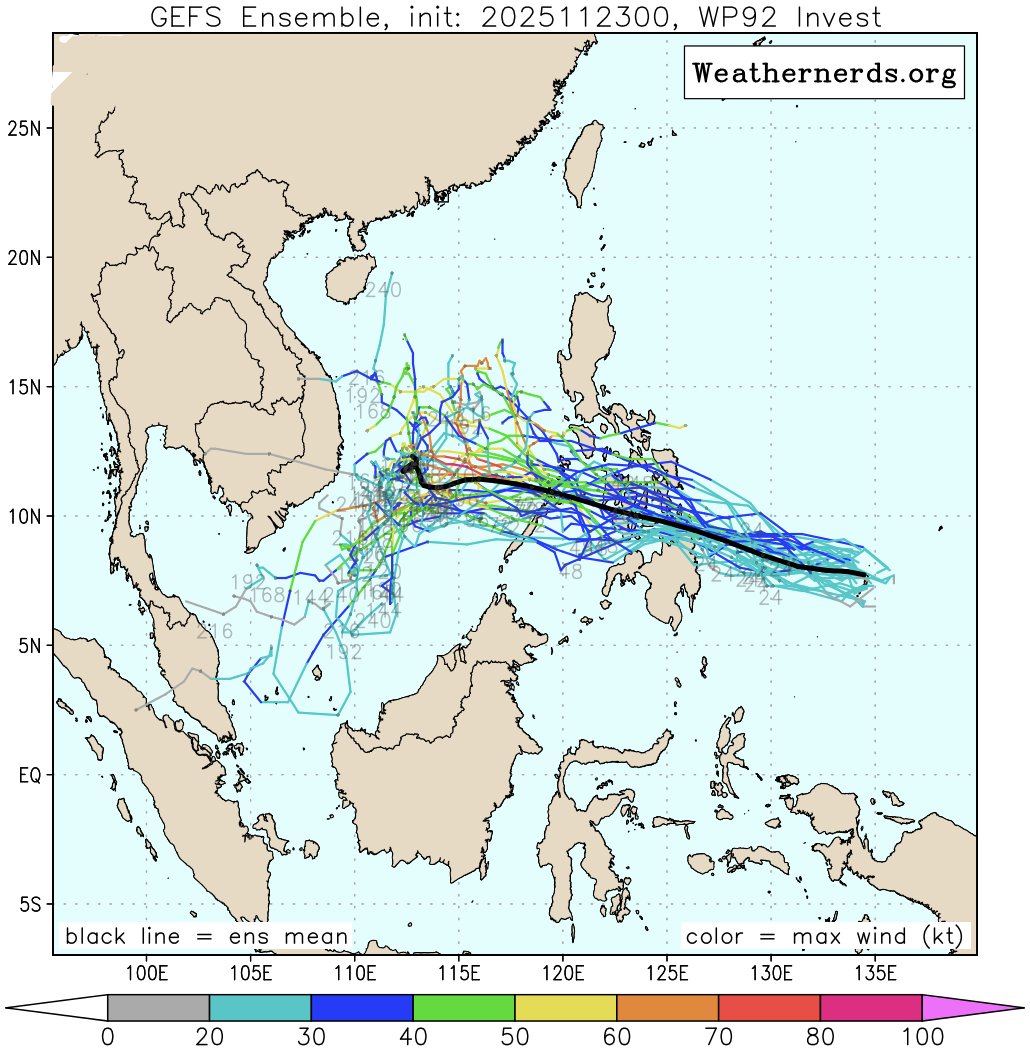 yunyan350's tweet image. #WesternPacific
#tropicalcyclone
#typhoon
追蹤到菲律賓以東新起編的熱帶擾動 #92w 目前該系統24小時內發展概率為“低”等進120小時內有發展為新颱風的可能。