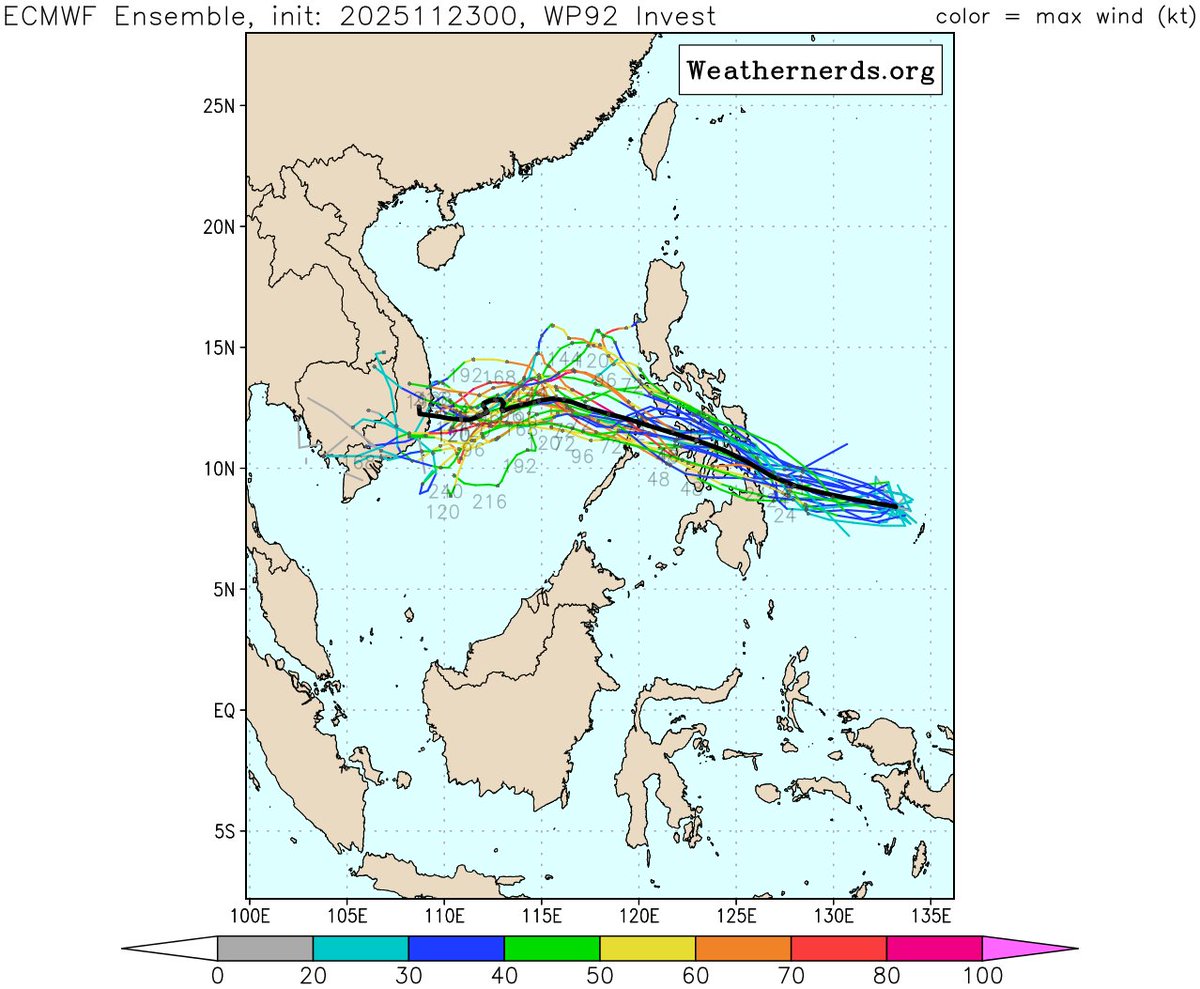 yunyan350's tweet image. #WesternPacific
#tropicalcyclone
#typhoon
追蹤到菲律賓以東新起編的熱帶擾動 #92w 目前該系統24小時內發展概率為“低”等進120小時內有發展為新颱風的可能。