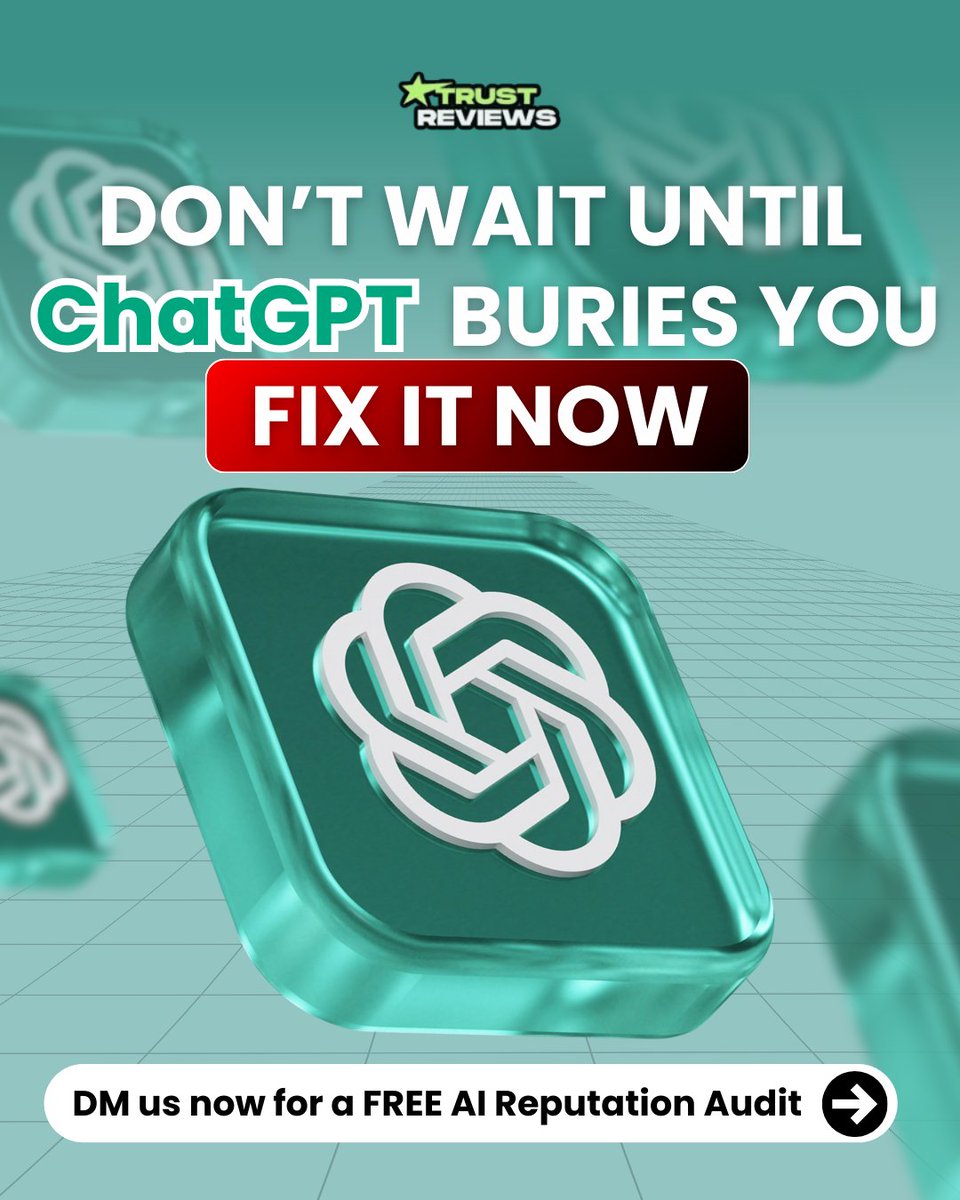 TrustReviews_'s tweet image. 🚨 Don’t wait until AI buries your brand. Fix it now.

 👉 DM us now for a FREE AI Reputation Audit 🔍

 #AISEO #ReputationManagement #DigitalMarketingTips #BrandTrust #AIsearch #OnlineReputation