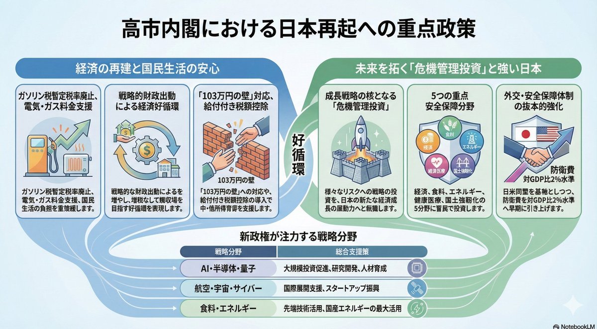kazuk18's tweet photo. Nano Banana Proに高市総理の所信表明演説を「霞が関のポンチ絵風に」まとめてもらったけど、普通に読みやすい、ポンチ絵にしては文字が少なすぎる！笑
#nanobanana https://t.co/toShLmgbMn