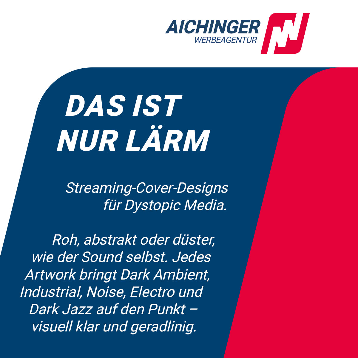 AWerbeagentur's tweet image. Streaming-Cover-Designs für Dystopic Media.

Roh, abstrakt oder düster, wie der Sound selbst. Jedes Artwork bringt Dark Ambient, Industrial, Noise, Electro und Dark Jazz auf den Punkt – visuell klar und geradlinig.

#coverdesign #cover #bildbearbeitung #coverartwork