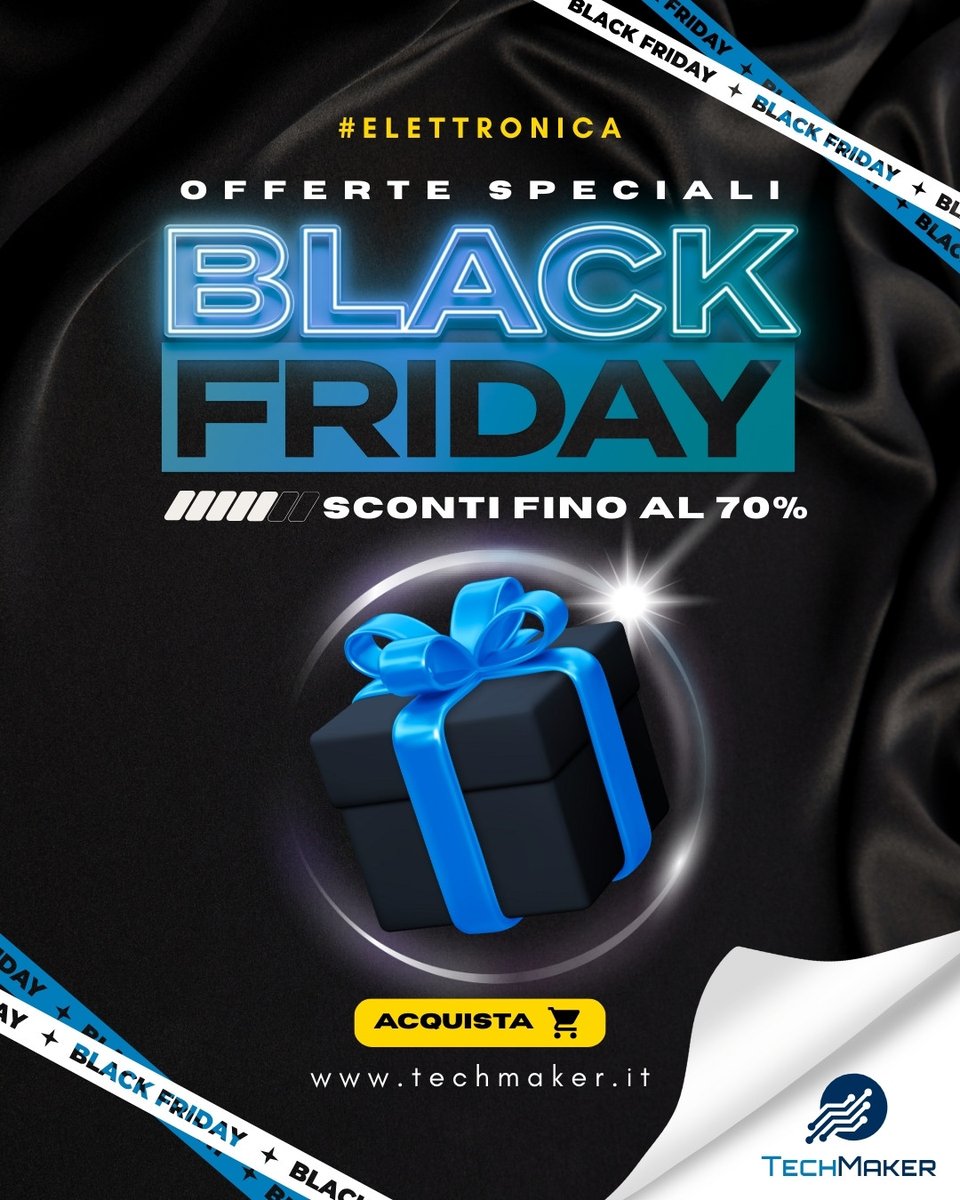 TechMakerIT's tweet image. ✨ Sta per arrivare il momento più atteso dell’anno!

Dal 28 novembre al 1 dicembre tornano gli sconti di #BlackFriday e #CyberMonday🚀

Prepara l&apos;elenco di ciò che ti serve... il tuo banco da lavoro sta per fare un upgrade! 🔧⚡

#TechMaker - Libera la tua voglia di costruire