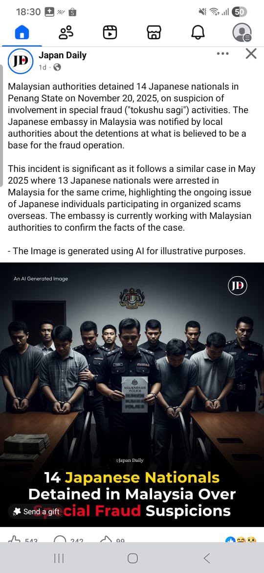 先日もKLで日本人特殊詐欺グループが2組捕まり、先日、日本人3人KLIAで大麻で捕まり😱今度は日本人13人ペナンで特殊詐欺で捕まり... 😱　同じ日本人として恥ずかしい...😭　自分の頭で考える教育をしていない日本の教育カリキュラムが悪い‼️