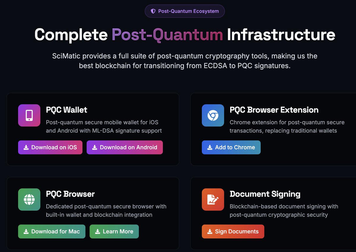 Scimatic is now the only blockchain supporting post quantum signatures based on ML-DSA as well as  ECDSA signatures. So a good option for those who want to migrate slowly.