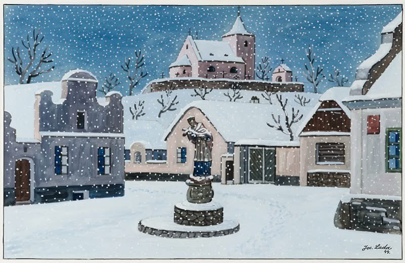 czechcookbook's tweet image. Today in Brno we’ve got first snow so it is the best time to share these charming Josef Lada’s winter illustrations. ❄️ ⛄️
