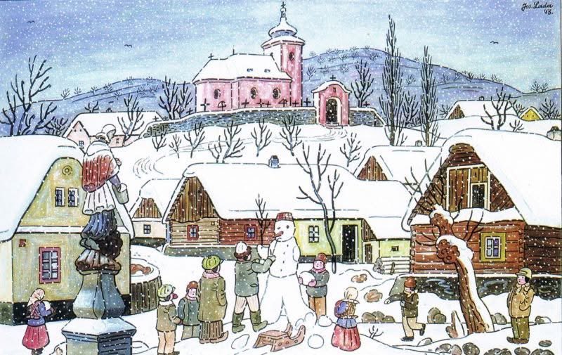 czechcookbook's tweet image. Today in Brno we’ve got first snow so it is the best time to share these charming Josef Lada’s winter illustrations. ❄️ ⛄️
