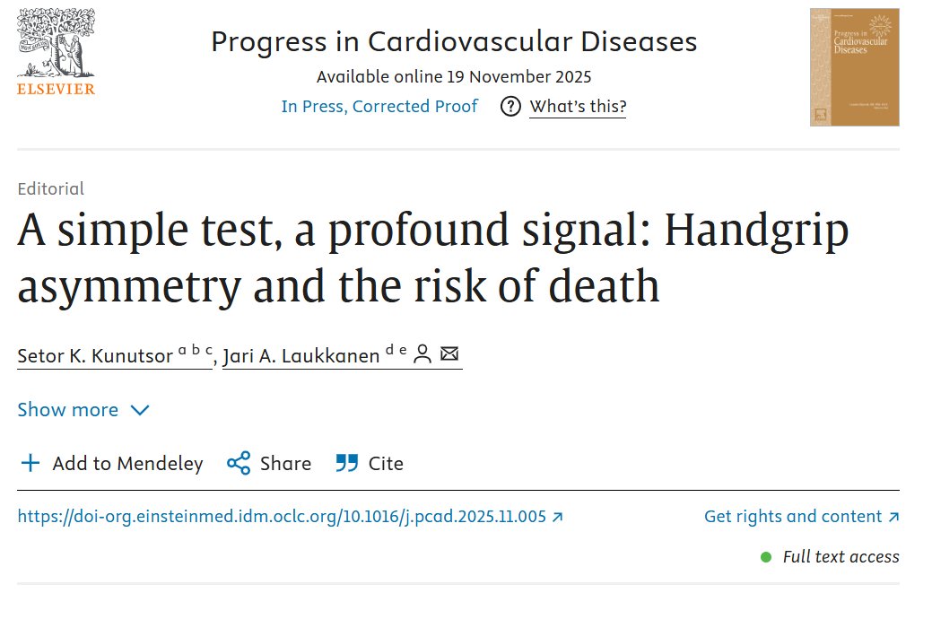 PCVDJournal's tweet image. 🆕✍️Editorial ➡️A simple test, a profound signal: Handgrip asymmetry and the risk of death

🔗tinyurl.com/4dsxv3cw

@LaukkanenJari 

Original manuscript

🔗tinyurl.com/y7hr3j5k

@jcalatayud_ 

@ElsevierConnect @sciencedirect 

#cardiotwitter #Cardiology #CardioEd