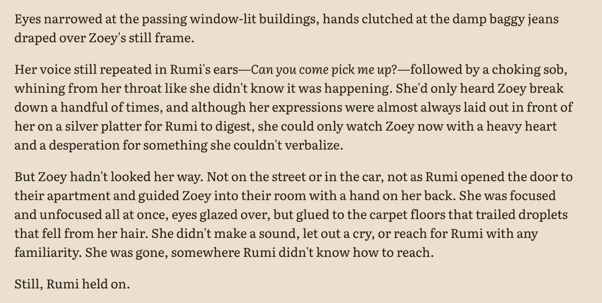 polytrix_hcs's tweet image. (2/3) #zoerumi 
tw: vomiting, self-harm via alcohol