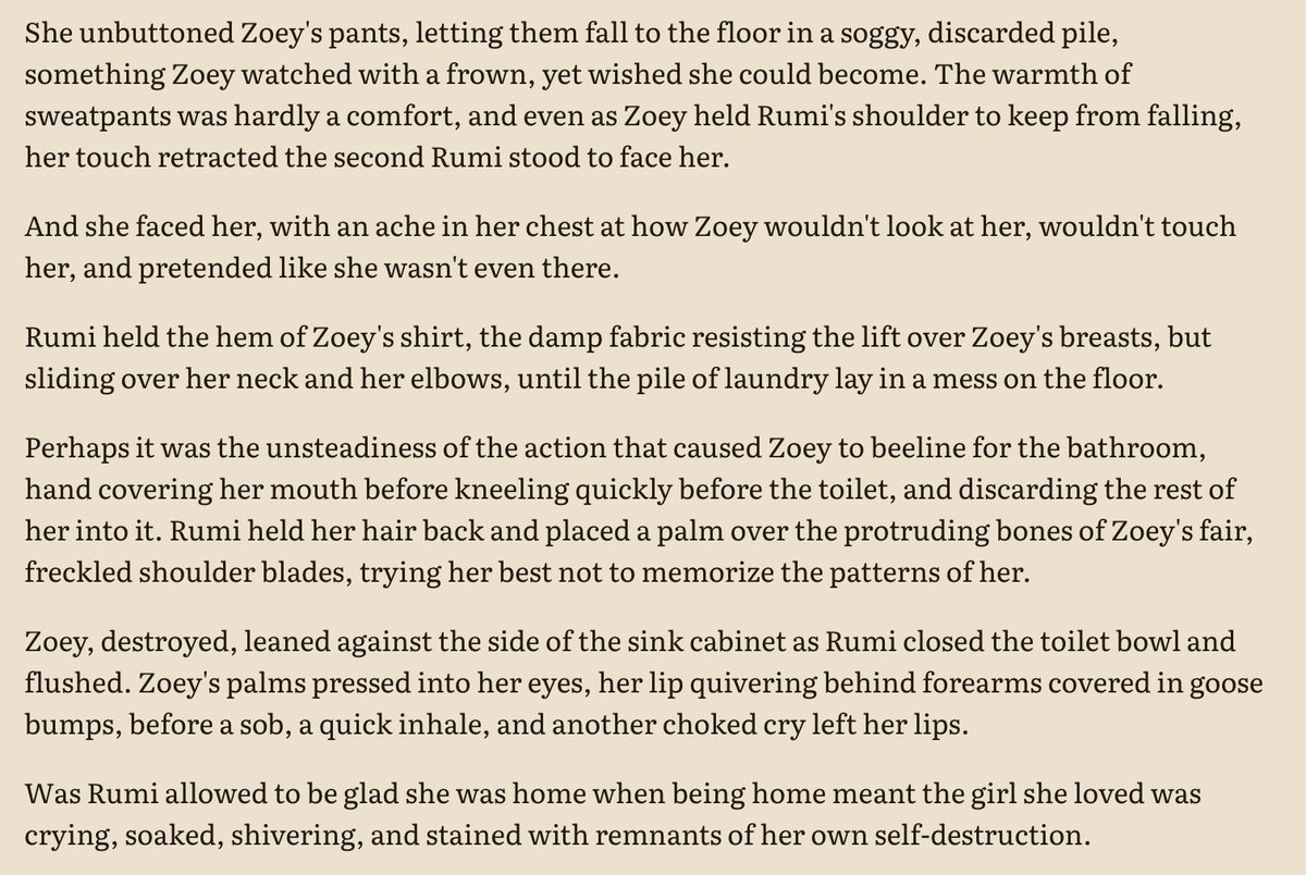 polytrix_hcs's tweet image. (2/3) #zoerumi 
tw: vomiting, self-harm via alcohol