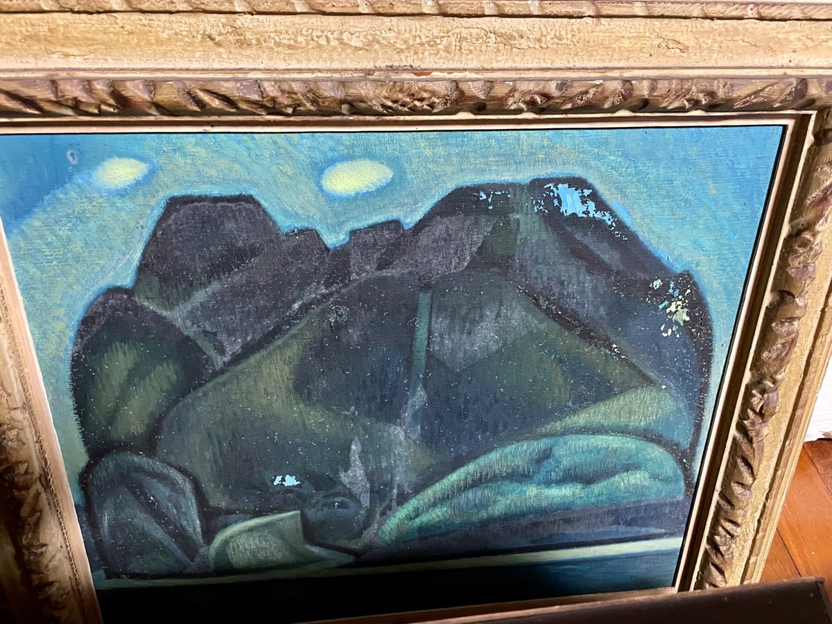 宇野昌麿氏の祖父、宇野藤雄氏による油絵 保存状態、悪💦