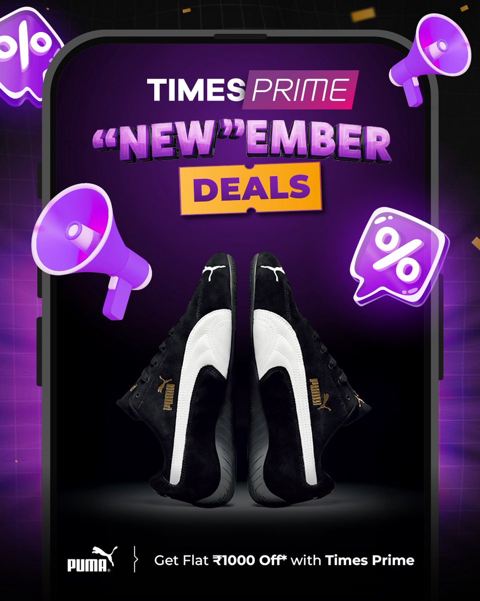 If you're planning to put your best foot forward, it might as well be in new sneakers.👟🙂‍↕️

Get 1000 off* at Puma stores with Times Prime!

#timesprime #puma #sale #offers